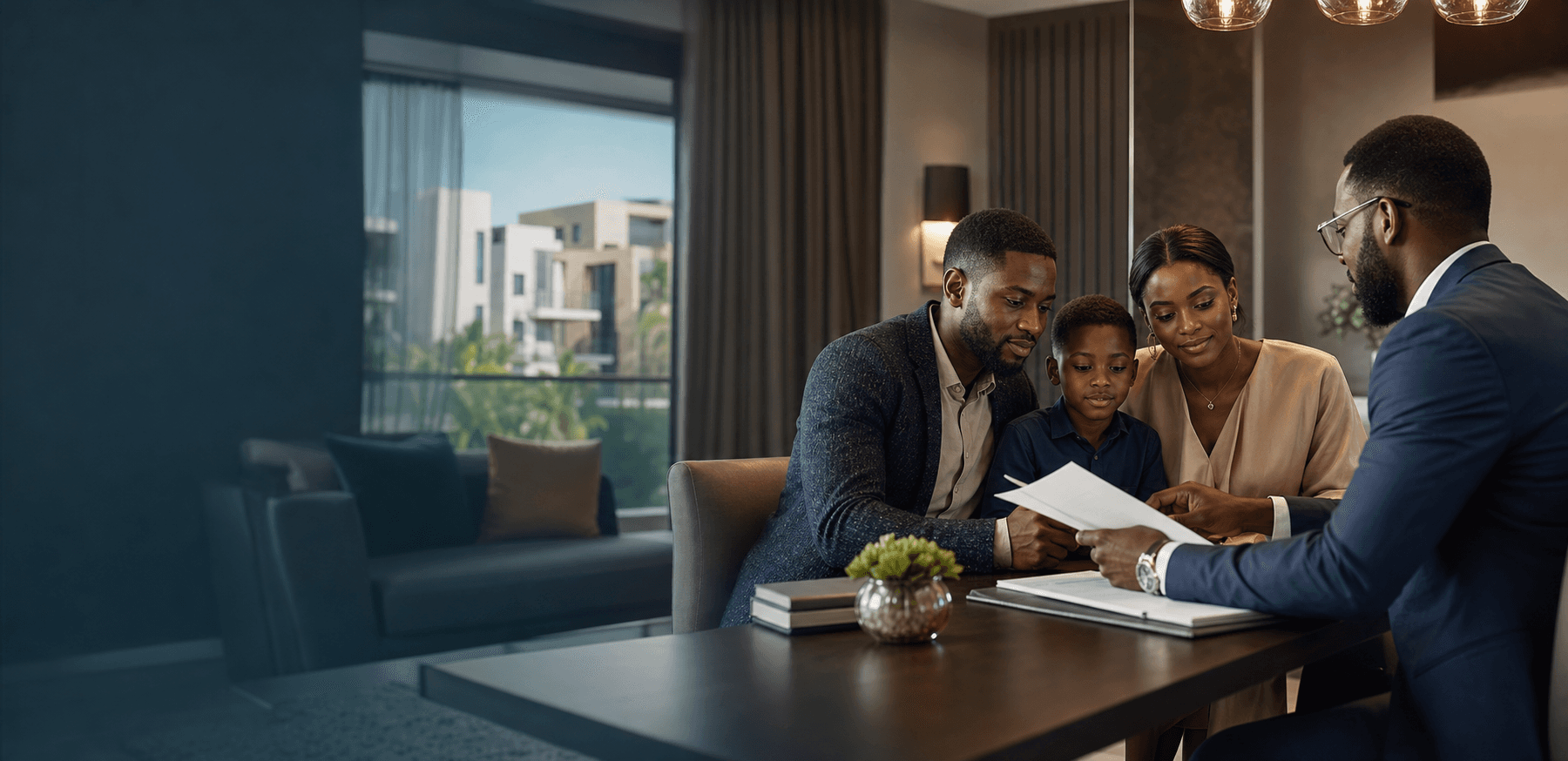 Family reviewing mortgage options with an AXP advisor